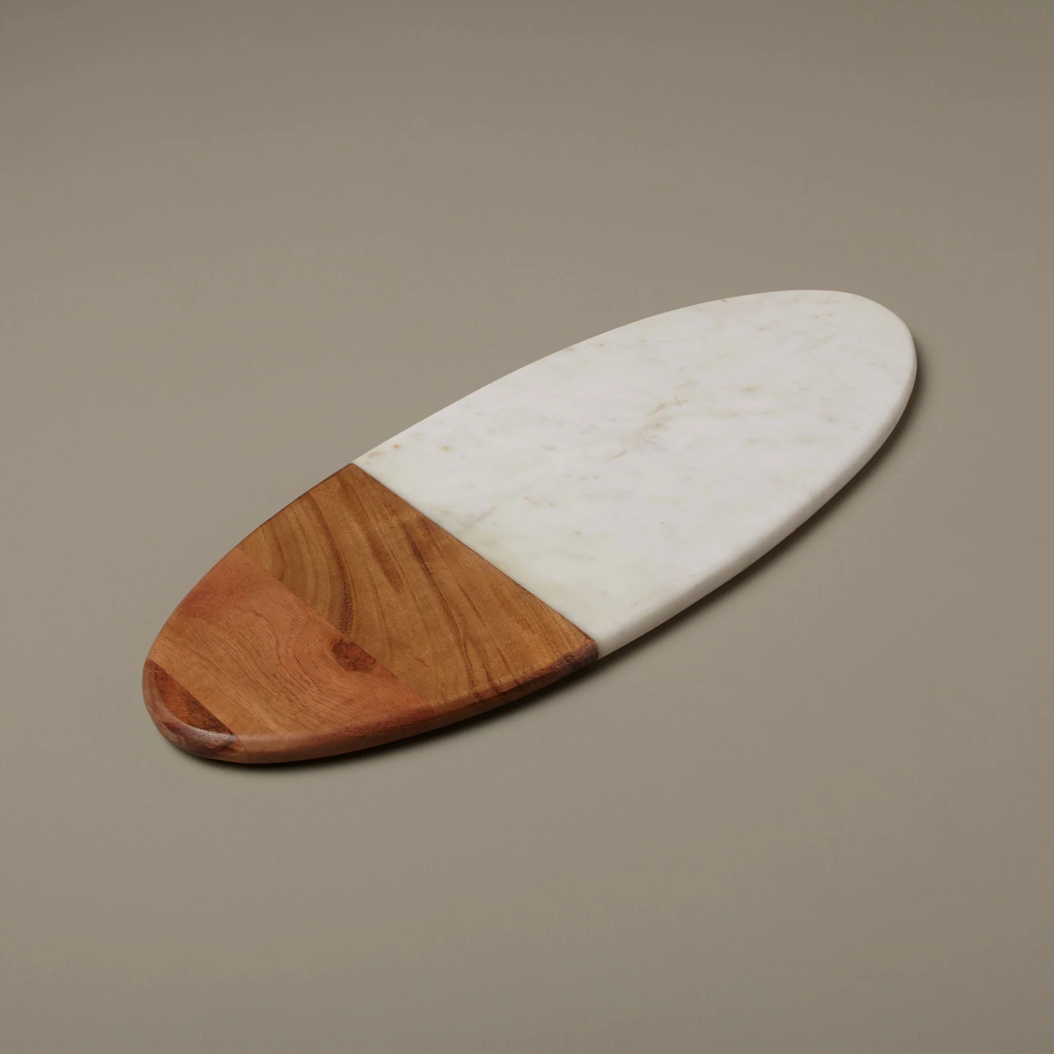 Oval Marble and Wood Cheese Board